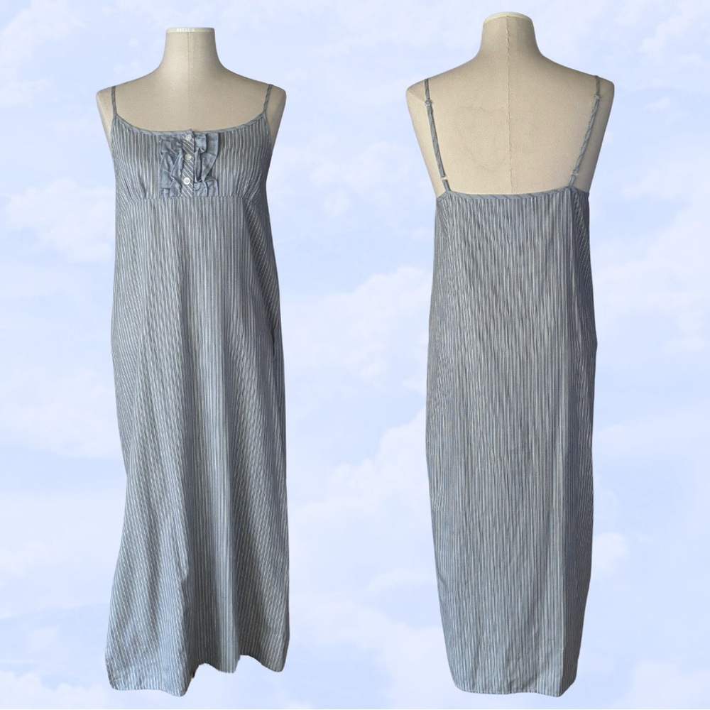 TOMMY HILFIGER Slip Dress Striped Flag Nightgown Maxi with Side Slit size Medium